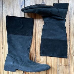 Black Raw Leather / Suede Zara Boots - Size 42